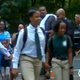 A group of black men gathered at Martin Luther King Jr. Elementary School in Hartford, Conn., Aug. 25, 2015, to cheer students on their first day of school.
Fox Carolina Screenshot